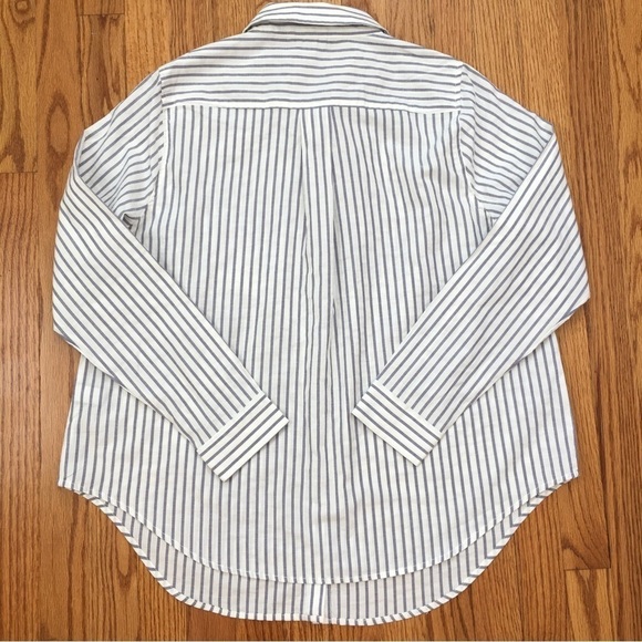 Torrid Lizzie blue white Striped Cotton Button Down Long Sleeve Shirt Plus 00 - Picture 16 of 16